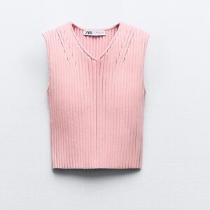 Zara RIBBED KNIT CROP TOP